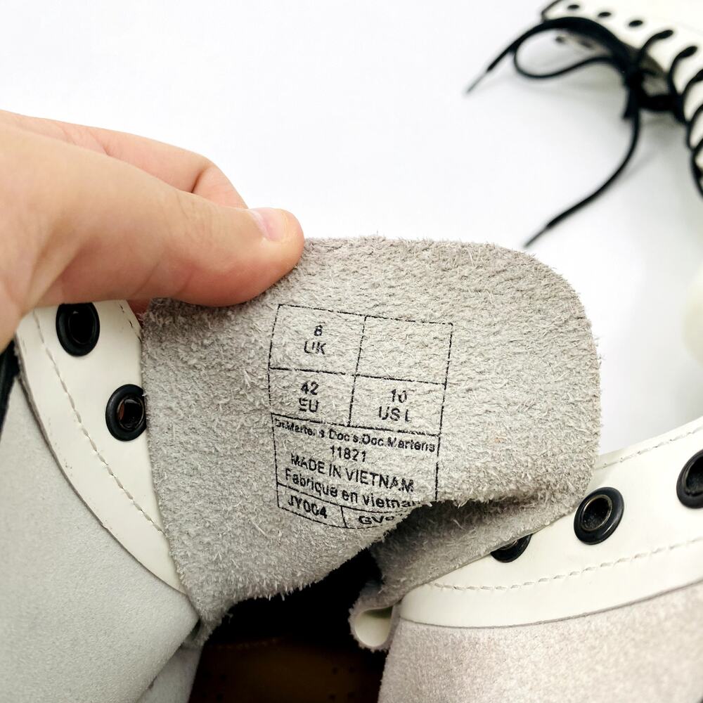 Dr. Martens White Leather Lace Up Combat Boots - Picture 5 of 5